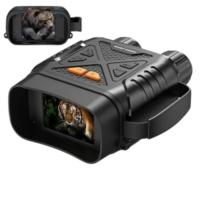 Imagen de EMEBAY Prismáticos de visión nocturna HD 1080P, zoom digital 10X, alcance visual 800M, pantalla IPS 2,8 pulgadas, batería recargable, gafas digitales para caza, camping