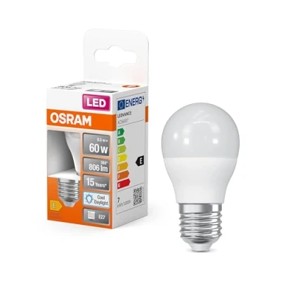 Imagen de OSRAM Lámpara LED P60 de Star para enchufe E27, forma caída, aspecto mate, 806 lúmenes, blanco cálido (2700k), reemplazo bombillas convencionales 60 W, no dimmables, 1 paquete