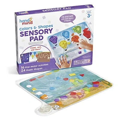 Imagen de Learning Resources Tableta sensorial con Colores y Formas, Bolsa Reutilizable para niños, 16 Actividades Practicar Las Habilidades motoras Finas, 24 Piezas de plástico, 3+