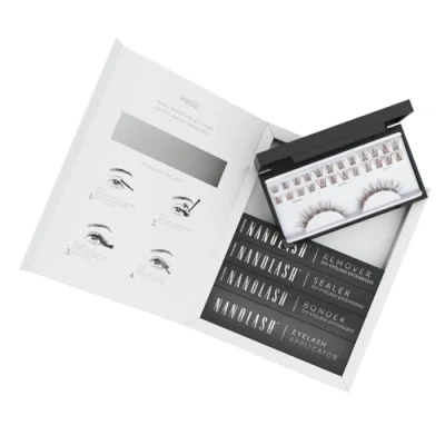 Imagen de kit de inicio extensión pestañas postizas en racimos casa Nanolash completo para aplicar DIY, extensiones (Marrón, CLASSY)