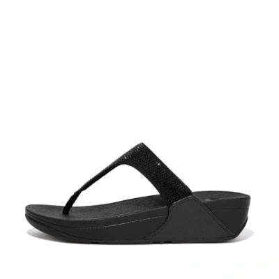 Imagen de Fitflop Lulu Crystal Embellished Toe Post, Sandalia Mujer, Todo Negro, 38.5 EU