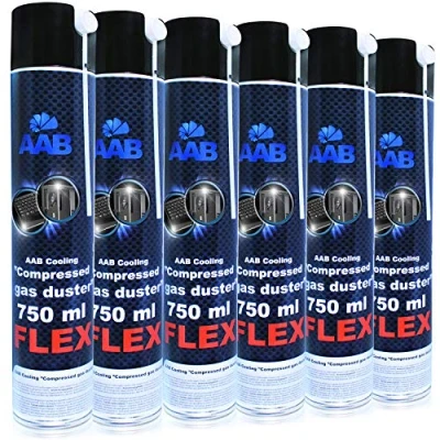 Imagen de AABCOOLING Compressed Gas Duster Flex 750ml Conjunto de 6 Espray Aire Comprimido con un Tubo Flexible, Spray Limpiador, Comprimido,