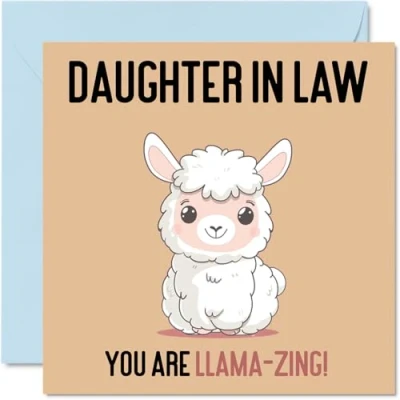 Imagen de tarjetas de cumpleaños para nuera Llama Zing Divertida tarjeta feliz parte mamá y suegro, regalos hija, felicitación broma 145