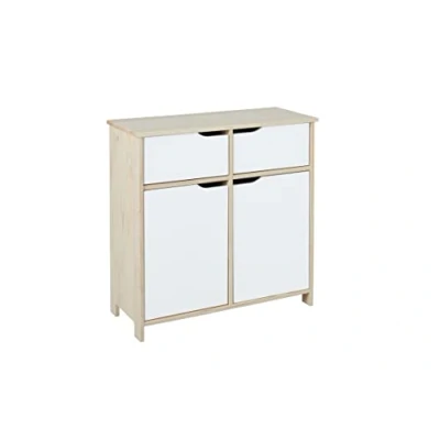 Imagen de Inter Link Cómoda Buffet 2 Puertas cajones Madera Maciza MDF Blanco lechoso Gudjam V1