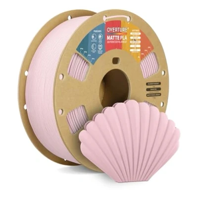 Imagen de OVERTURE Mate PLA Filamento de 1,75 mm, Rollo 1kg Bobina Cartón (2.2lbs), Precisión Dimensional +/ 0.02 mm (Rosa Bebé Mate)