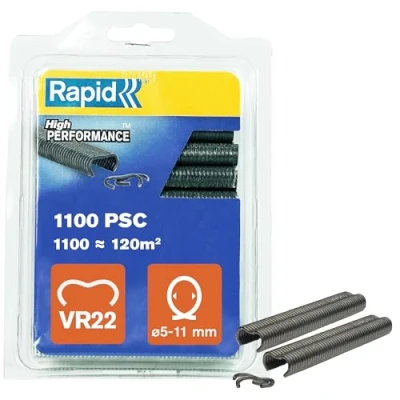 Imagen de Rapid VR22 Grapas Galvanizadas para Cercas y Vallas reforzadas con PET Verde, Aptas Vallados de 5 11mm, Ideal Jaulas Cercados, 1100 Unidades, Blíster (5001333)