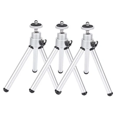 Imagen de Trípode telescópico, MAGT 3PCS Mini telescópico Plegable de aleación Aluminio antivibración Ligero al Aire Libre Plata
