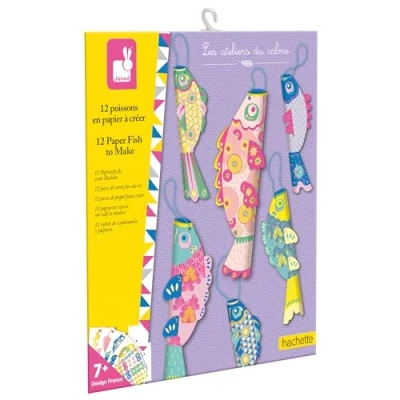 Imagen de Janod Talleres de la Calma Peces Papel para Crear 12 Kit Manualidades Niños Desarrollo Creatividad y Concentración A Partir 7 años J07730
