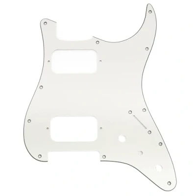 Imagen de Musiclily Pro 11 Agujeros Golpeador ST HH Pickguard Con para Esquina Redonda 2 Humbucker Potenciómetros Mini Switch Guitarra Eléctrica tipo Fender Squier Strat, 3 capas Aged White