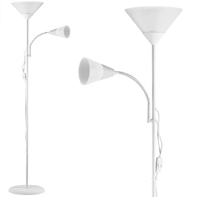 Imagen de MONZANA® Lámpara de Pie Lectura 175cm Salón Sofá Comedor Brazo Flexible Luz Techo Color Blanco