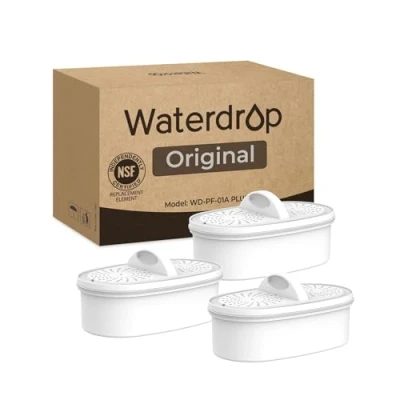 Imagen de Waterdrop WD PF 01A Plus Filtros de repuesto para todos los sistemas filtración tanques (certificado NSF, duran hasta 2 meses o 757 L (paquete 3)