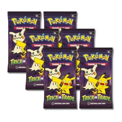 Imagen de Pokemon 2023 Trick or Trade Mimikyu &amp; Pikachu 6 mini paquetes de refuerzo