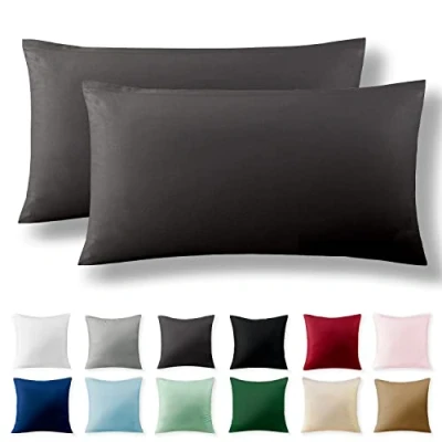 Imagen de Alreya Juego de 2 Fundas Almohada Renforcé 100% Algodón 40 x 80 cm Antracita Hipoalergénica con Cremallera YKK