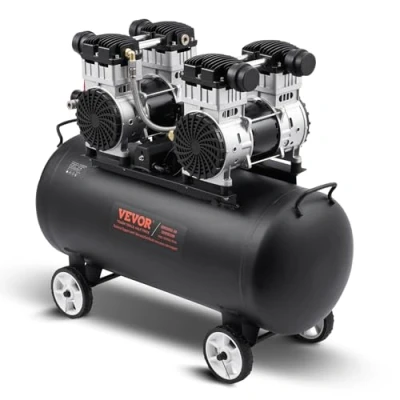Imagen de VEVOR Compresor de Aire sin Aceite 4 HP, Tanque Acero 75 L, 14,6 CFM a 90 PSI y Presión Máxima 125 PSI, Portátil Ultrasilencioso 78 dB, para Reparación Automóviles, 900 x 430 730 mm