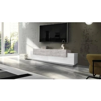 Imagen de Dmora Mueble de salón para TV, Fabricado en Italia, con 3 Puertas y estantes, 200 x 45 52 cm, Color Blanco Brillante Cemento