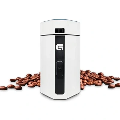 Imagen de Grunkel Molinillo eléctrico de café, frutos secos y especias Sistema giratorio molienda Regulador ajustable (Blanco)