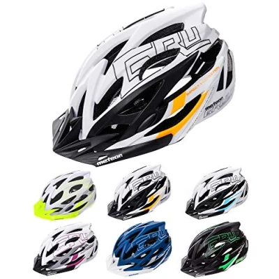 Imagen de meteor Cascos Casco Bicicleta Helmet Bici Adulto Skate Ciclismo Patineta Patines Monopatines Accesorios Gruver (S (52 56 cm), Blanco/Negro/Naranja)