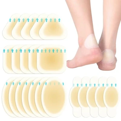 Imagen de 21 Piezas Apósitos para Ampollas, Invisibles de Gel Hidrocoloide, Almohadillas Ampollas en Pies, Talones y Dedos, Vendas Impermeables (Paquete Variado)