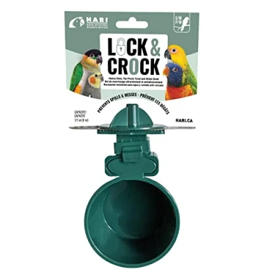 Imagen de Hari Lock &amp; Crock Cuenco Comedero y Bebedero para Jaula de Pajaros, Verde, 177 ml