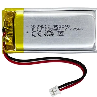 Imagen de DC 3.7v 750mah 902040 batería Recargable de polímero Litio, Adecuada para Productos electrónicos DIY 3.7 5v, incorporada 2 Cables y lámparas LED