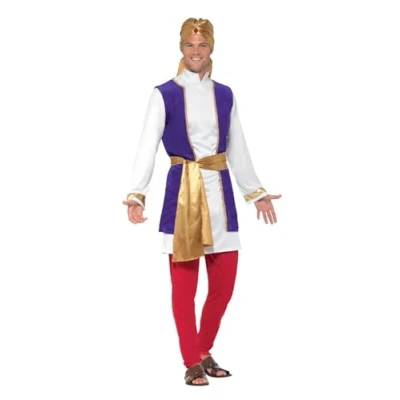 Imagen de Smiffys Disfraz de príncipe árabe, Multicolor, con chaqueta, chaleco, pantalón, cinturón y turbante