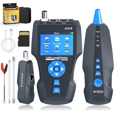 Imagen de KOLSOL comprobadores de cables red, NF 8601S TDR Multifuncional LCD Line Length Tester Breakpoint Testers Tracker RJ45/RJ11/BNC/Metal Cable/PING/POE Cable