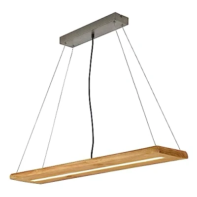 Imagen de Trio, Colgante, Brad incl. 1 x LED,SMD,27,0 Watt,3000K,3400 Lm. Cuerpo: madera natural, color de la A:100,0cm, L:20,0cm, A:150,0cm Regulable mediante interruptor