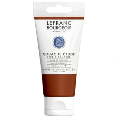 Imagen de Lefranc Bourgeois 301922 Studio Gouache, colores vivos, resistentes a la luz y opacos en tubo de 80 ml Tierra Siena Tostada