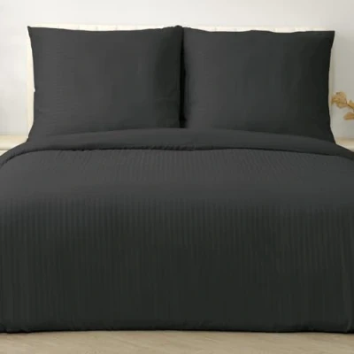 Imagen de Good Nite Funda Nordica Cama 200x200cm y de Almohada 80x80cm Juego Casal Nórdica Rayas Microfibra con Cremallera(Negro,200x200cm+80x80cm*2)