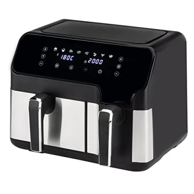 Imagen de Jata JEFR1228 Freidora de Aire Sin Aceite 9 litros con dos cestillos independientes, Panel control digital, 8 funciones, Temporizador hasta 60 minutos, Temperatura 80 a 200, Libre BPA