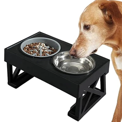 Imagen de Stronrive Cuencos elevados para Perros Cuenco con 2 Comida Acero Inoxidable Comedero Lento Altos Soporte Elevado