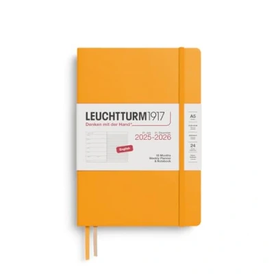 Imagen de LEUCHTTURM1917 372798 Agenda semana vista y libreta Medium (A5) 2026, 18 meses 07.2025 12.2026, Tapa Dura, Rising Sun, Inglés