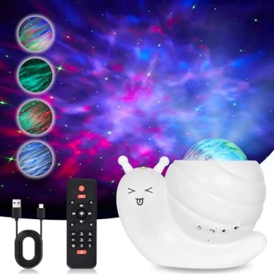 Imagen de Colexy proyector de cielo estrellado LED, luces boreal caracoles luz nocturna lámpara con mando a distancia Bluetooth brillo ajustable habitación infantil techo