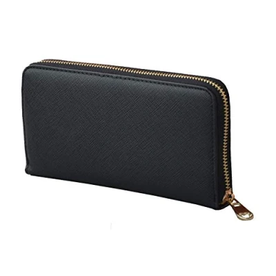 Imagen de GreSel Cartera para mujer en piel artificial, con cremallera y monedero Negro Una