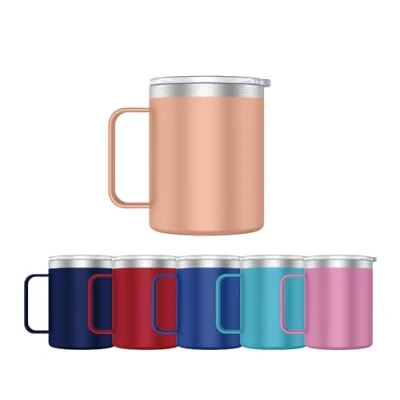 Imagen de Mi Ko Ka Taza Termo Café y Te para Llevar 400ml Térmica de Acero Inoxidable con Asa Tapa (Crema)