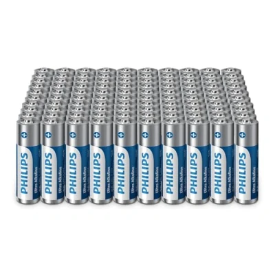 Imagen de Philips Ultra AA Alkaline, Paquete de baterías a Granel para Dispositivos Uso frecuente y oficinas, 100