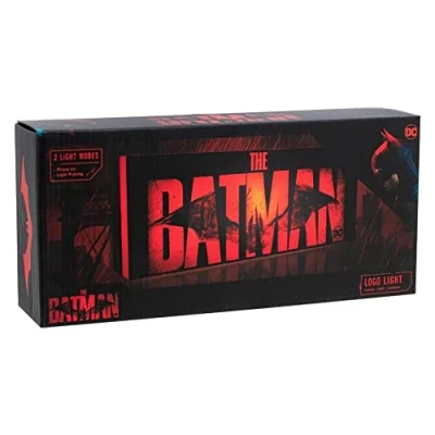 Imagen de Luz logo Batman Producto oficial DC Comics, 2 modos de luz, independiente o montable en pared, negro y rojo, regalo para fans superhéroes