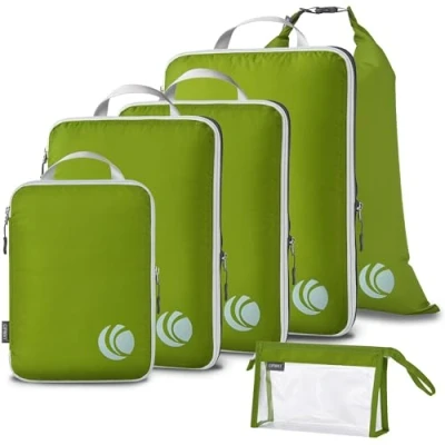 Imagen de Cipway Bolsas Compresion Viaje, Diseño de Malla Impermeable Ligero y Duradero Viaje Organizador para la Mochila Maletas Almacenamiento en el Hogar(Verde, 6 Unidades)
