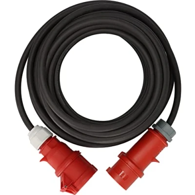 Imagen de Brennenstuhl Professional Cable alargador CEE con inversor de Fase IP44 (25m, H07RN F 5G4,0, 5 Polos y Acoplamiento, para Uso en Exteriores IP44, Made in Germany) Negro