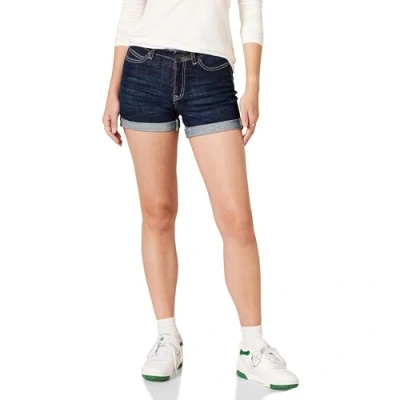 Imagen de Amazon Essentials Pantalón corto de mezclilla 10 cm con corte entallado y talle medio Mujer, Lavado Oscuro, 40