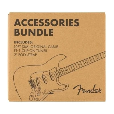 Imagen de Fender All in One Accessories Bundle, Includes 10ft Instrument Cable, FT 1 Clip On Tuner, and Durable Polyester Strap, Suitable for Players