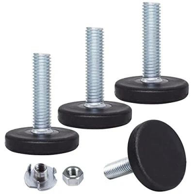 Imagen de SKIR&#039;CO 4 patas niveladoras de muebles M8 x 30 mm, redondas metal ajustables, vástago roscado, pie deslizante nivelador (tuercas incluidas)
