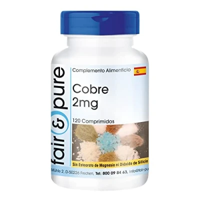 Imagen de Fair &amp; Pure® Bisglicinato de Cobre 2mg Suplemento Buena disponibilidad biológica Vegano Alta pureza 120 Comprimidos