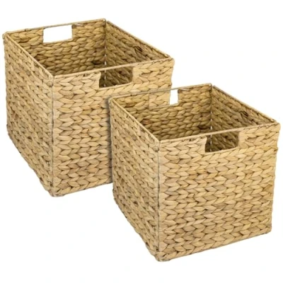Imagen de HMF Cesta de almacenamiento trenzada jacinto agua algas marinas, juego 2, apto para Kallax, 32 x 34,5 cm