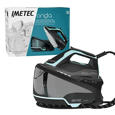 Imagen de Imetec Onda P1, Centro de planchado, Suela Exclusiva a Ondas Patentada, 2400 W, golpe Vapor 300 g, 3 Filtros Antical con Iones Plata, Tecnologia No Stop Autonomía Ilimitada