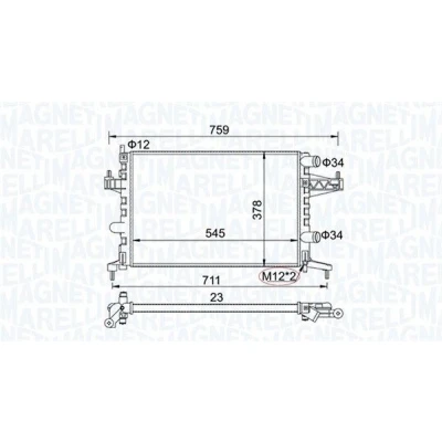 Imagen de MAGNETI MARELLI 350213829000 Radiador, refrigeración del motor 545 378 23 Aletas unidas mecánicamente OPEL: Corsa C Hatchback