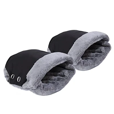 Imagen de MaoXinTek Guantes para Carrito de Bebé Anticongelante Impermeable Super Espeso Invierno Caliente Manoplas Bicicleta Silla Ruedas Paseo Negro