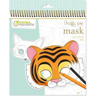 Imagen de Clairefontaine ES Avenue Mandarine &quot;Máscara de diseños animales&quot; graffy Pop para colorear Pack (Black/White)