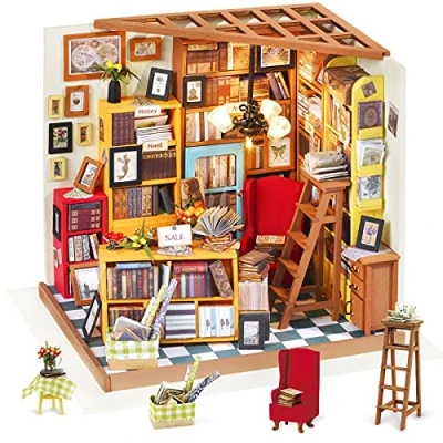 Imagen de ROLIFE Miniature Dollhouse Kit DIY Biblioteca de Madera Modelo casa para niñas y niños 14 15 16 17 años Edad hasta(Sam&#039;s Study)