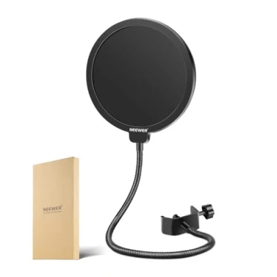Imagen de Neewer NW (B 3) 6 Pulgadas Forma Redonda Estudio Micrófono Mic Viento Pop Protección Filtro Cartel con Abrazadera de Soporte (Filtro en Negro) auxiliar